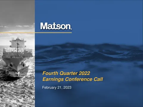 Matson | Results Presentation Deck | 22 slides