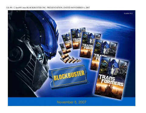 Blockbuster Video | Investor Presentation Deck | 77 slides