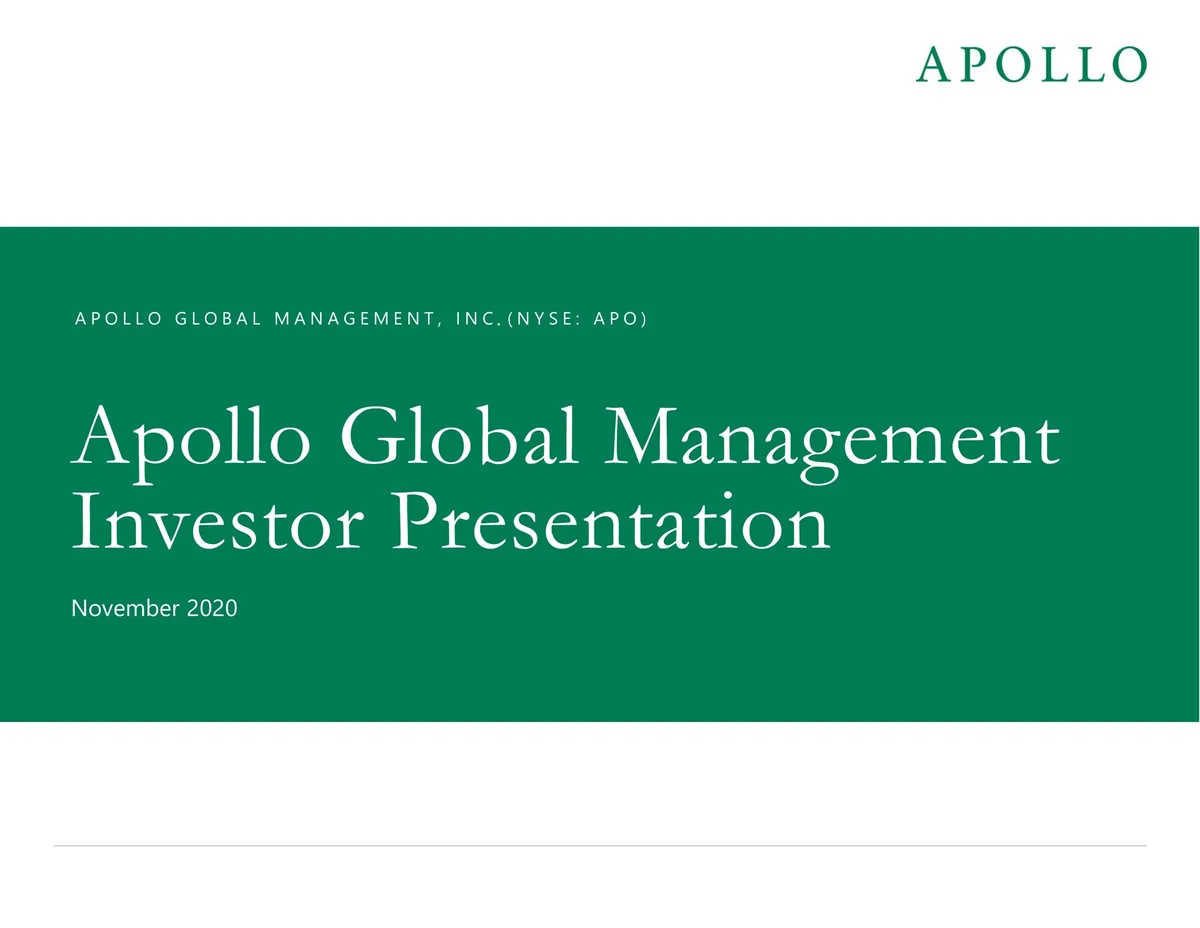 Apollo Global Management | Investor Presentation Deck | 29 slides · slide 1