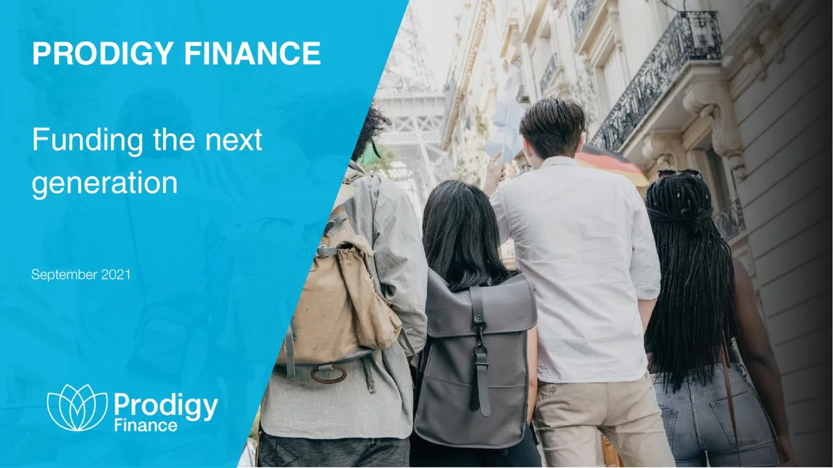 PITCH DECK: Student financing startup Prodigy raises $750m debt · slide 1
