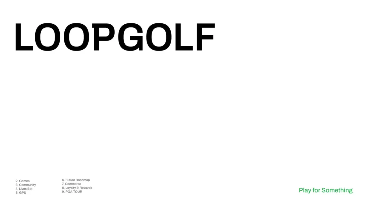 LoopGolf golf-betting startup shares its animated pitch deck slides · slide 1