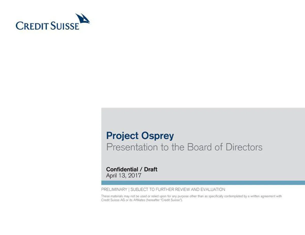 Credit Suisse | Investment Banking Pitch Book | 22 slides · slide 1