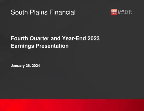 South Plains Financial | Results Presentation Deck | 25 slides