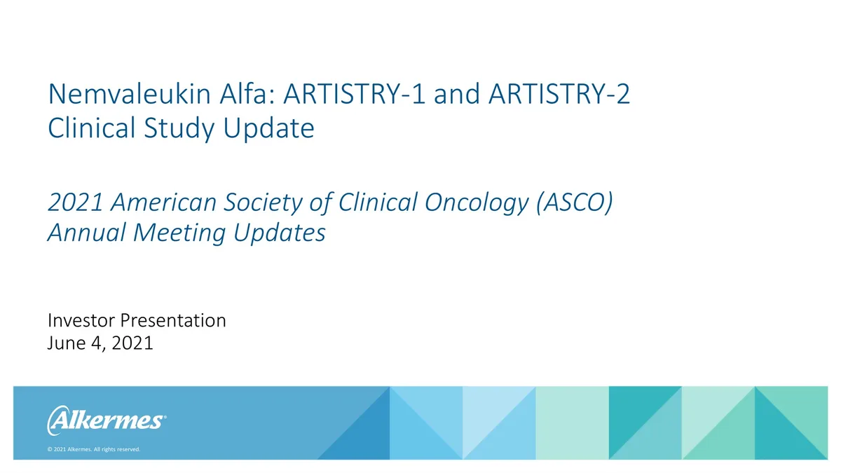 Alkermes | Results Presentation Deck | 31 slides · slide 1