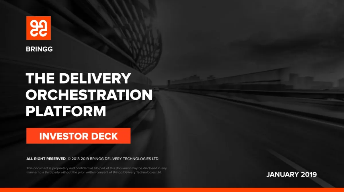 Salesforce and Siemens invested $30 million in Bringg after seeing this pitch deck · slide 1