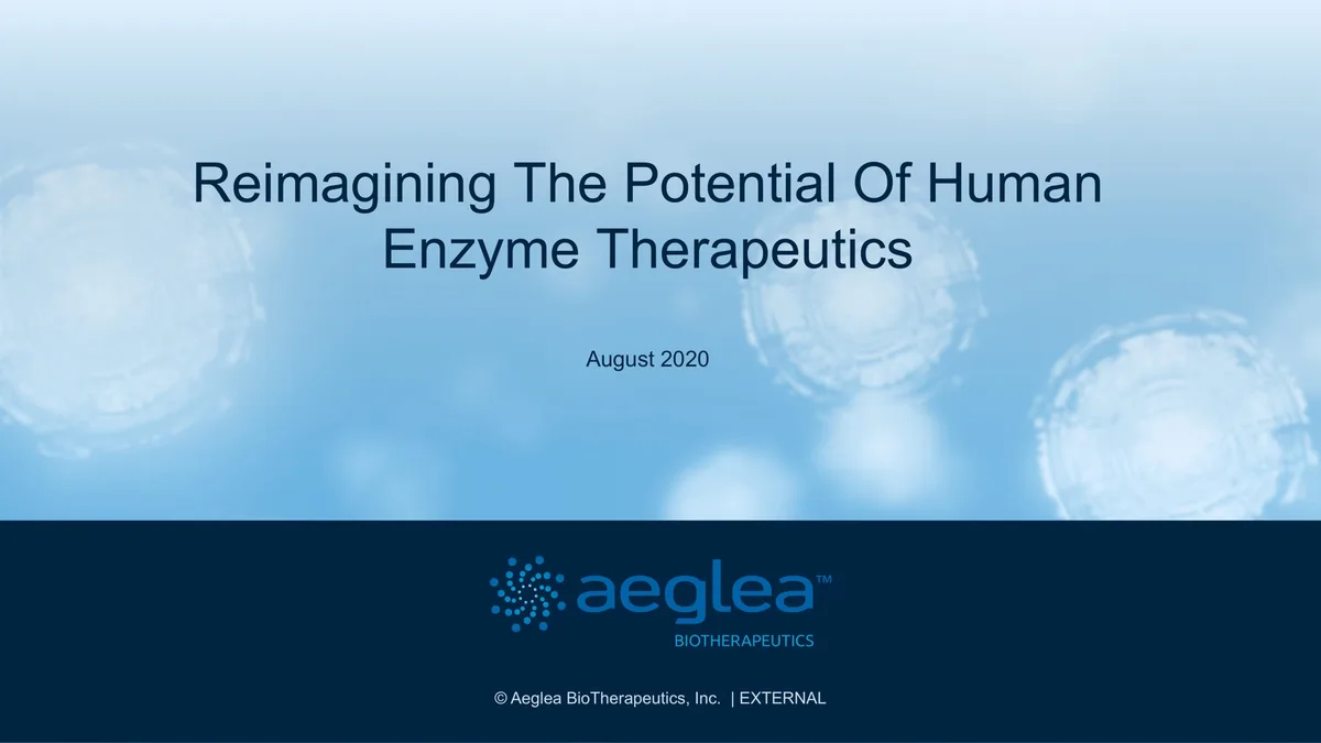 Aeglea BioTherapeutics | Investor Presentation Deck | 28 slides · slide 1