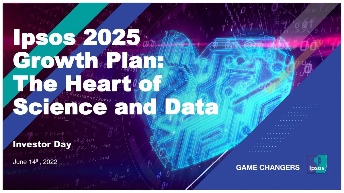 The slide features a stylized digital heart graphic, reinforcing the theme of science and data.