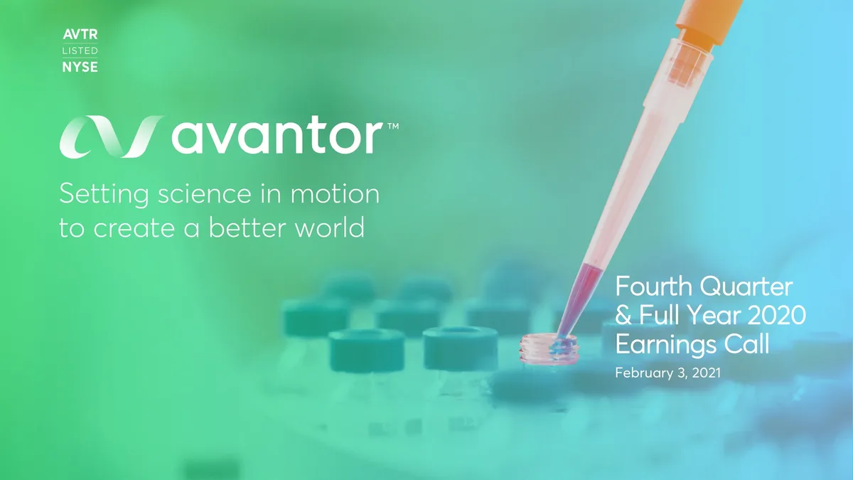 Avantor | Results Presentation Deck | 19 slides · slide 1
