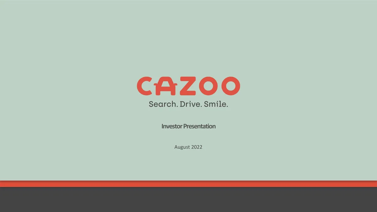 Cazoo | Investor Presentation Deck | 16 slides · slide 1