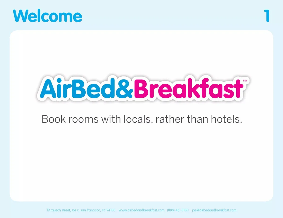Airbnb | Start Up Pitch Deck | 14 slides · slide 1