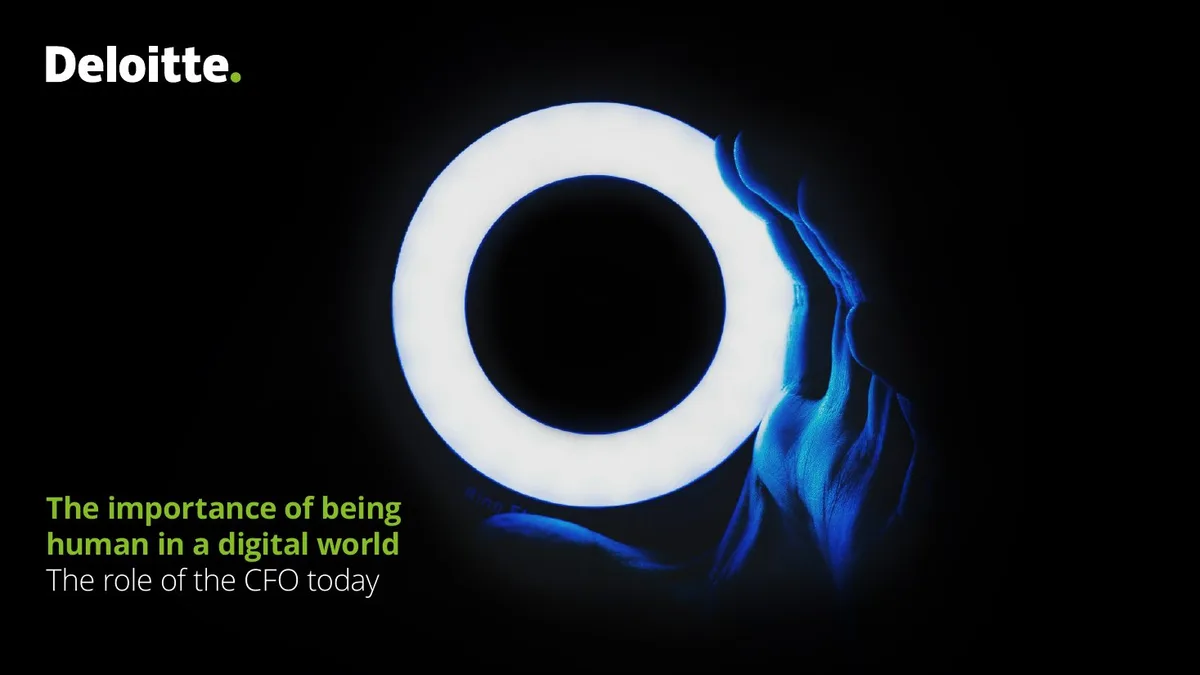 Deloitte branding present; visual metaphor of a ring light held by a hand.