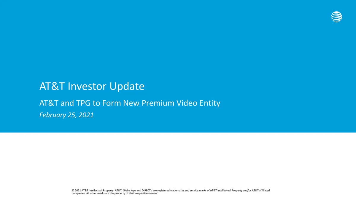 AT&amp;T | Mergers and Acquisitions Presentation Deck | 6 slides · slide 1