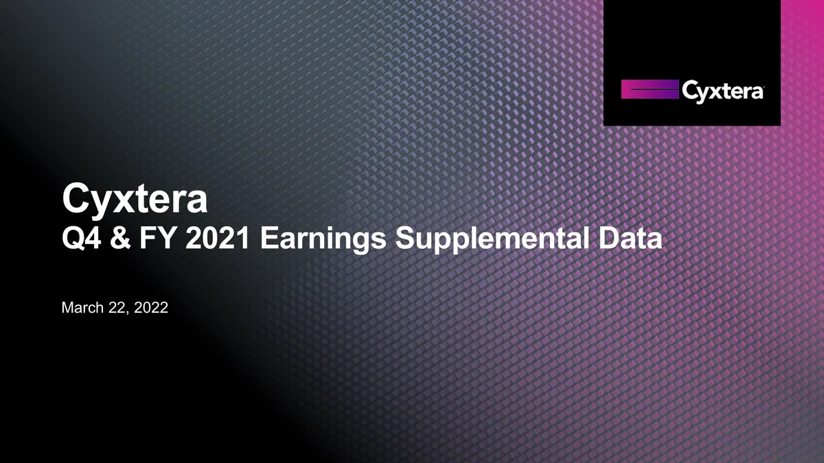 Cyxtera | Results Presentation Deck | 27 slides · slide 1