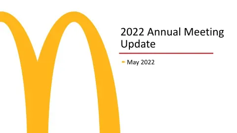 McDonald&#x27;s | Shareholder Engagement Presentation Deck | 40 slides