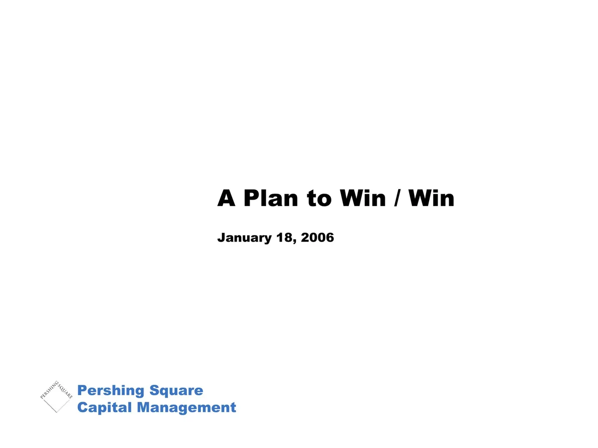 Pershing Square | Activist Presentation Deck | 58 slides · slide 1