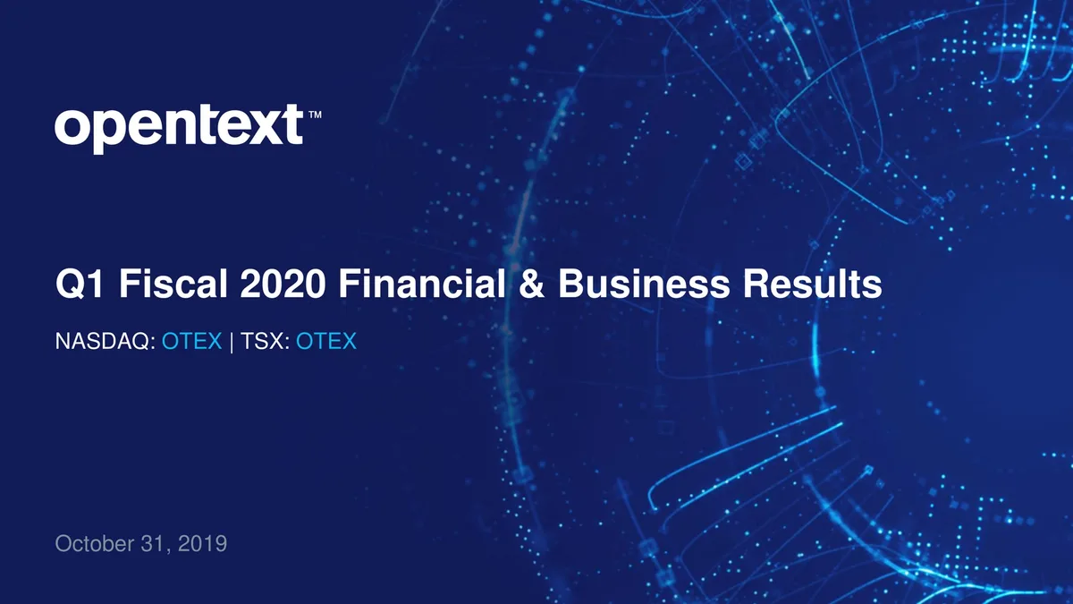 OpenText | Results Presentation Deck | 15 slides · slide 1