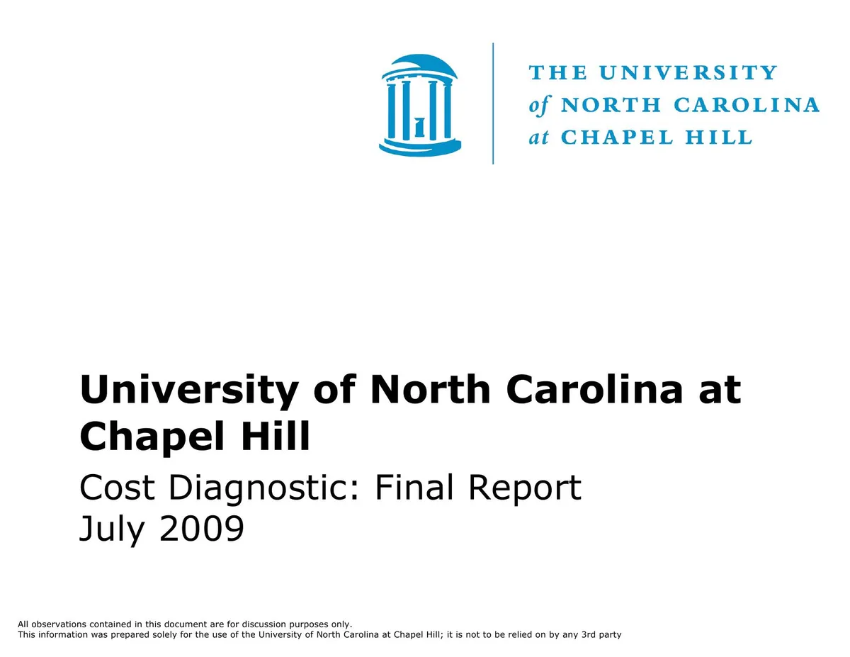 Bain Cost Diagnostics for University of North Carolina · slide 1