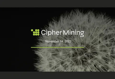 Cipher Mining | Investor Presentation Deck | 17 slides