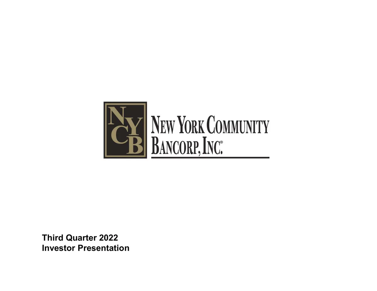 New York Community Bancorp | Results Presentation Deck | 26 slides · slide 1