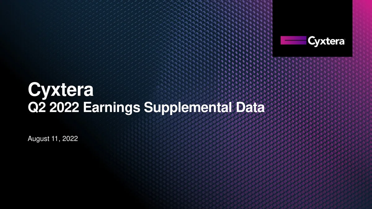 Cyxtera | Results Presentation Deck | 25 slides · slide 1