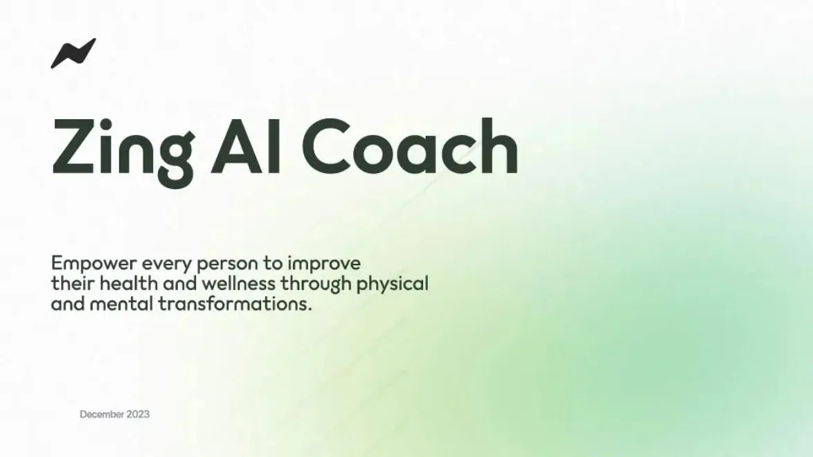 Pitch Deck: AI fitness startup Zing Coach just raised $10 million · slide 1