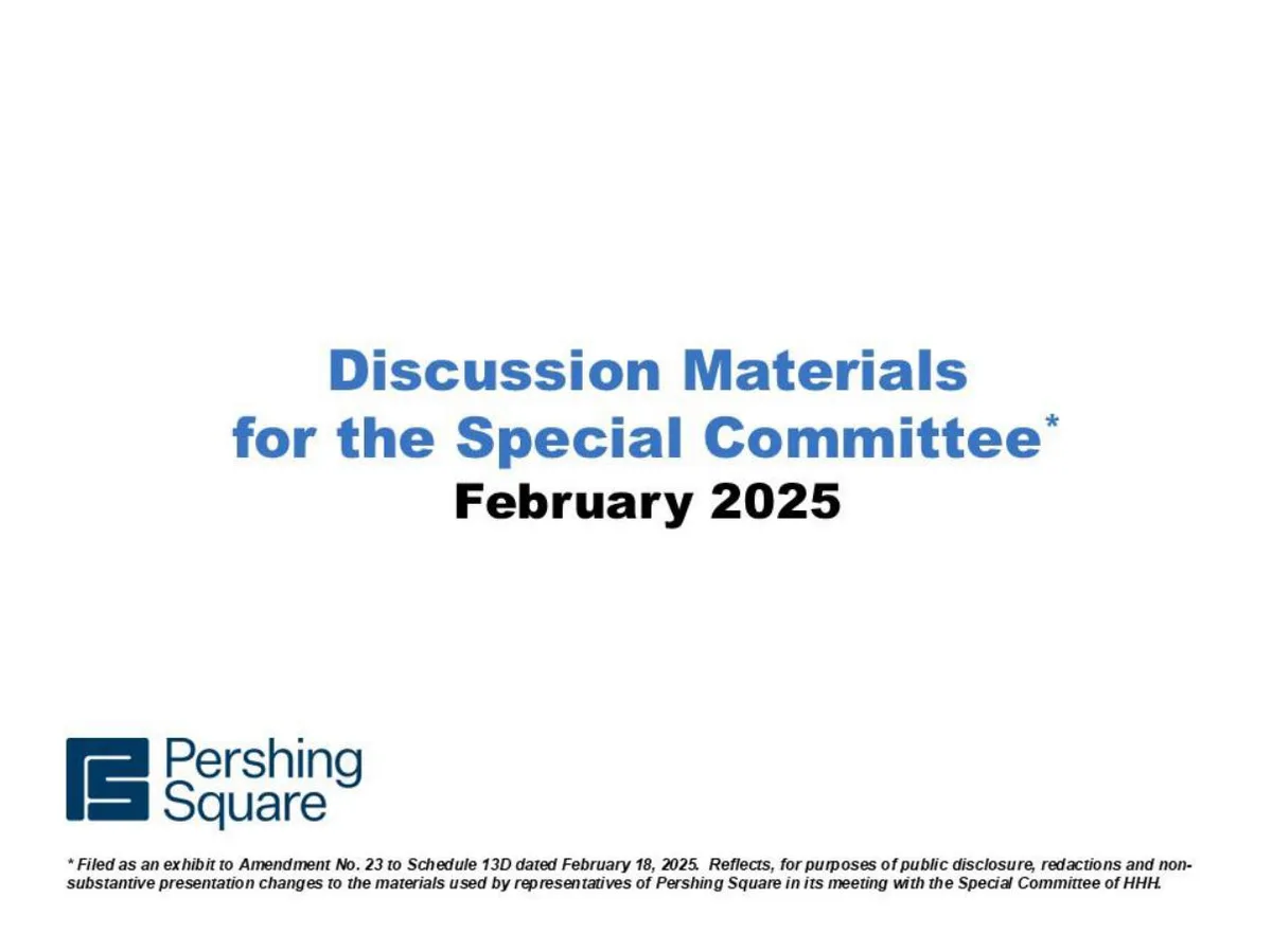 Includes legal disclaimer regarding Schedule 13D filing.