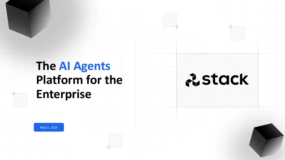 The exclusive pitch deck that AI agent startup StackAI used to raise funding · slide 1