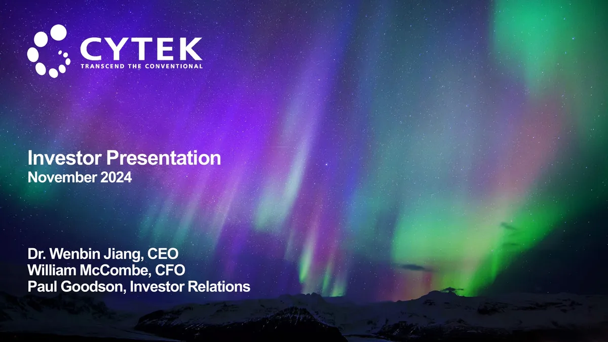 Cytek | Investor Presentation Deck | 13 slides · slide 1