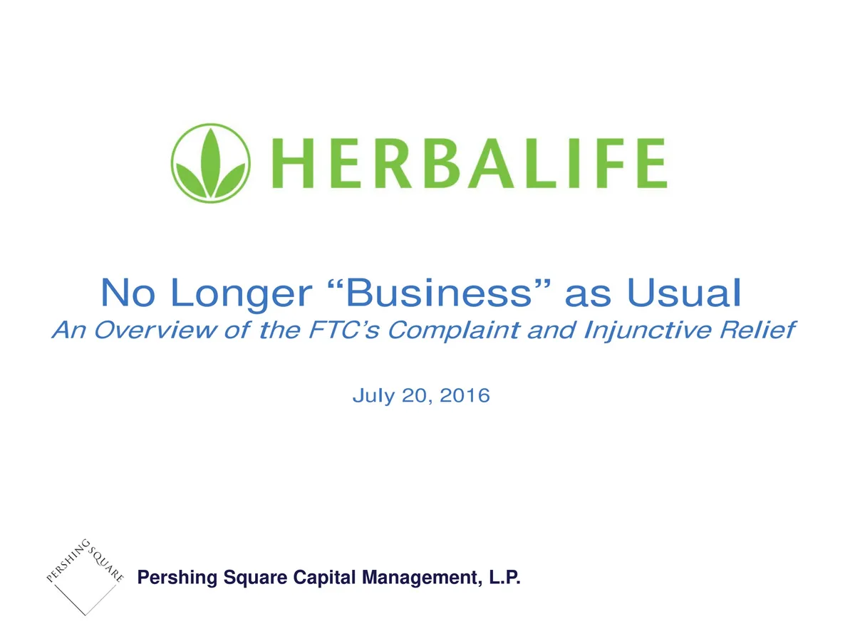 Pershing Square | Activist Presentation Deck | 48 slides · slide 1