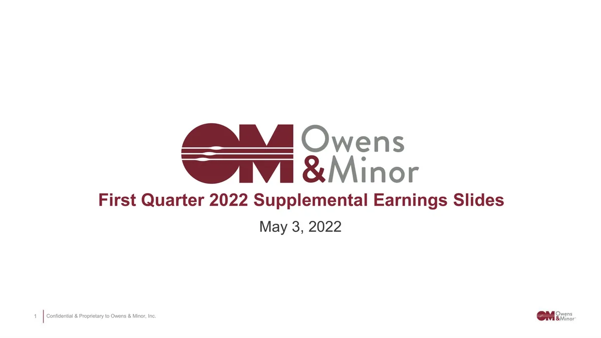 Owens&amp;Minor | Results Presentation Deck | 3 slides · slide 1