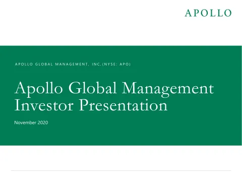 Apollo Global Management | Investor Presentation Deck | 29 slides