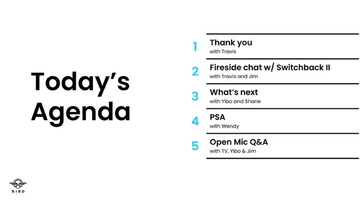Bird | Internal Communication Presentation Deck | 7 slides · slide 1