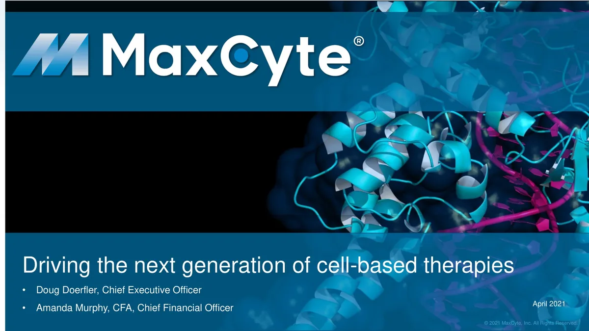 MaxCyte | Investor Presentation Deck | 14 slides · slide 1