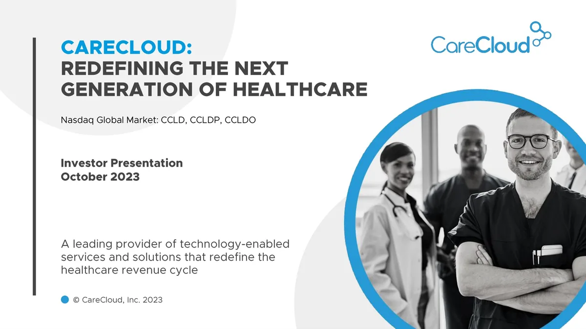 CareCloud | Investor Presentation Deck | 17 slides · slide 1