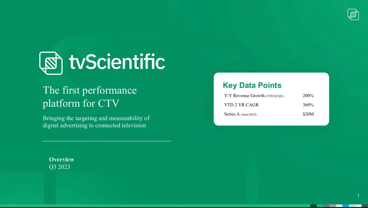 tvScientific raises $9.4 million · slide 1