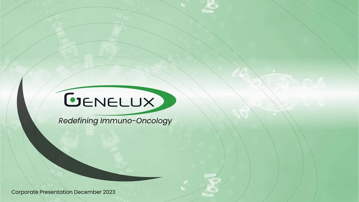 Genelux | Investor Presentation Deck | 37 slides · slide 1