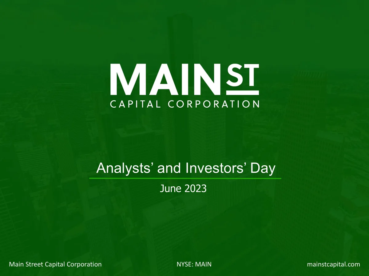 Main Street Capital | Investor Day Presentation Deck | 155 slides · slide 1