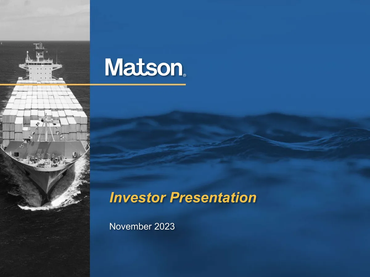 Matson | Investor Presentation Deck | 14 slides · slide 1