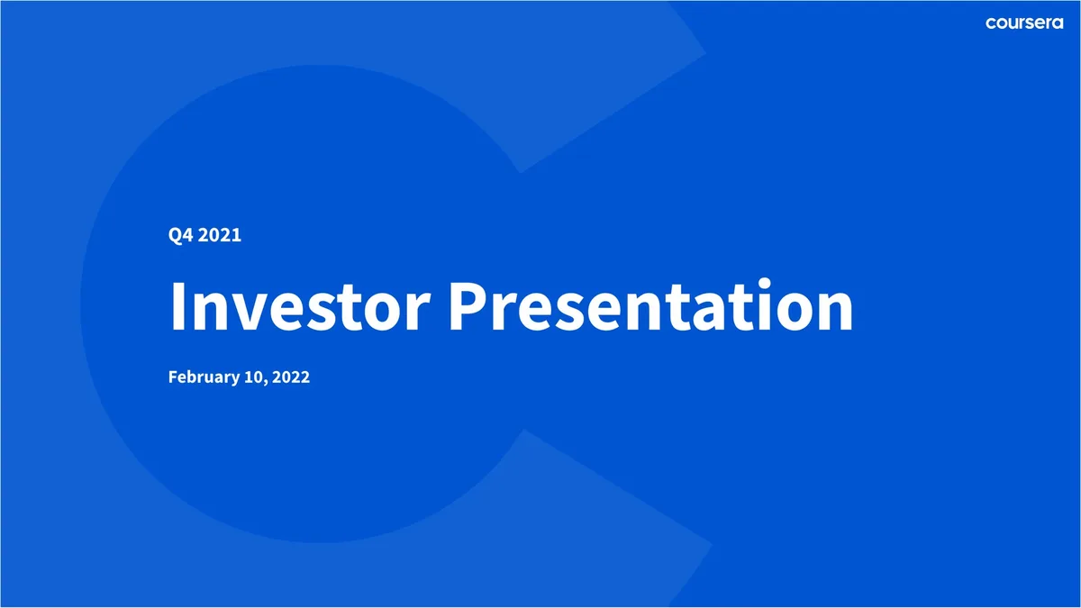Coursera | Results Presentation Deck | 40 slides · slide 1