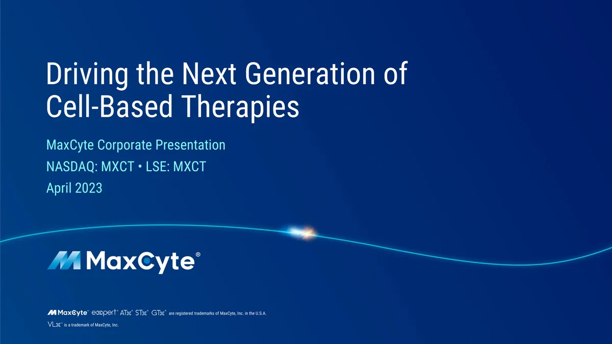 MaxCyte | Investor Presentation Deck | 20 slides · slide 1