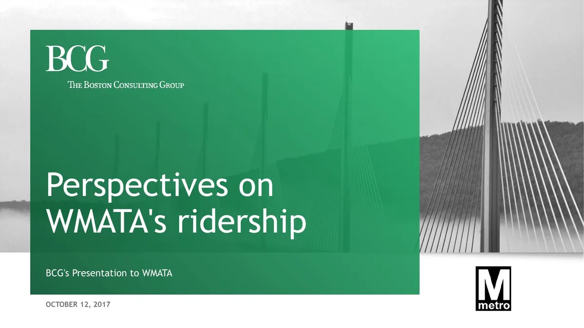 Perspectives on WMATA&#x27;s ridership · slide 1