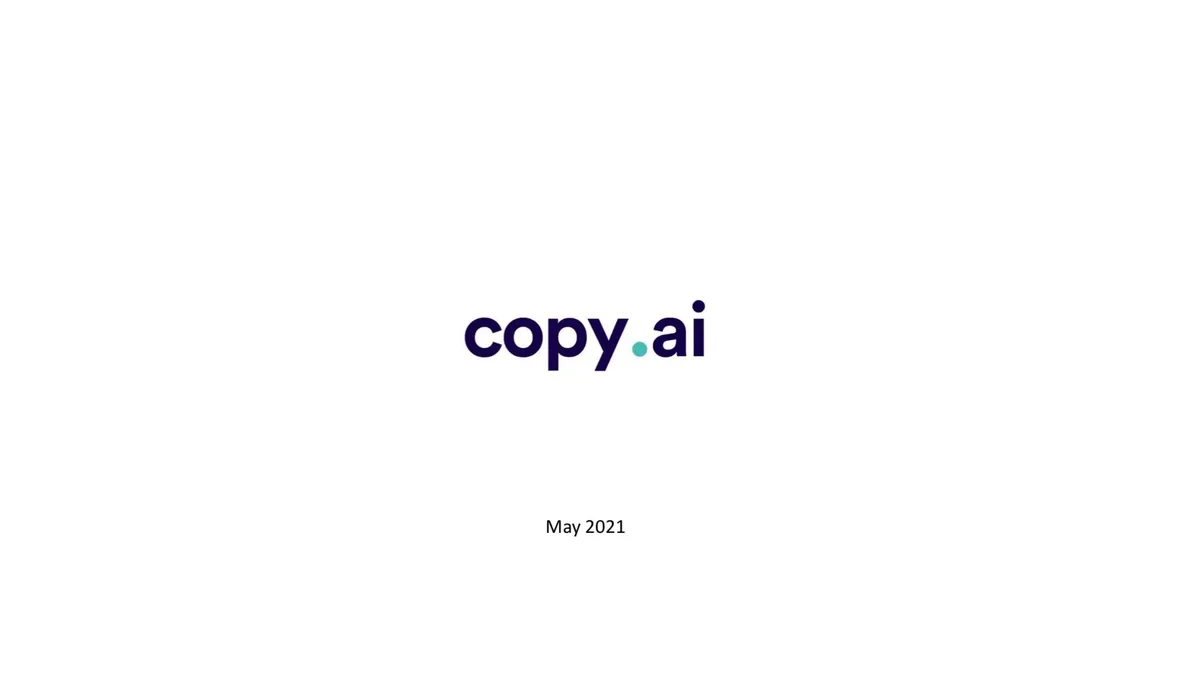 Copy.ai can write your emails;; website and love letters for you. Here's the pitch deck it used to nab $11 million from VCs like Wing;; Sequoia;; and Tiger Global. · slide 1