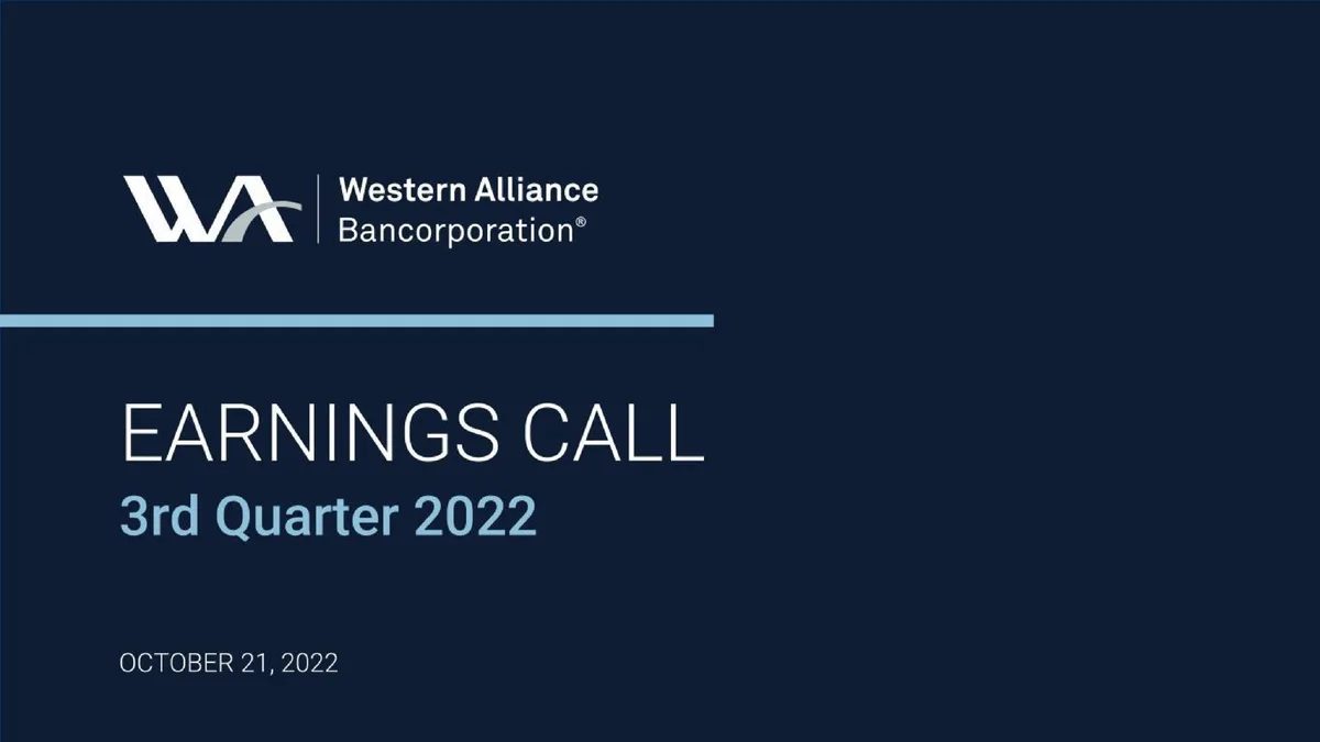 Western Alliance Bancorporation | Results Presentation Deck | 21 slides · slide 1