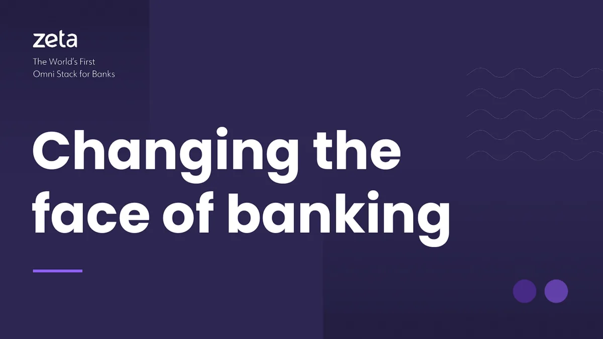 This pitch deck persuaded Softbank to make its first banking tech investment;; sending Zeta's valuation rocking to $1.45 billion · slide 1