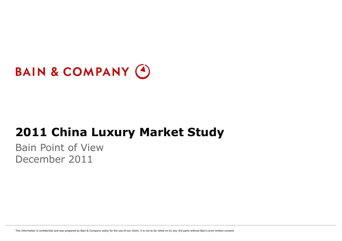 2011 China Luxury Market Study · slide 1
