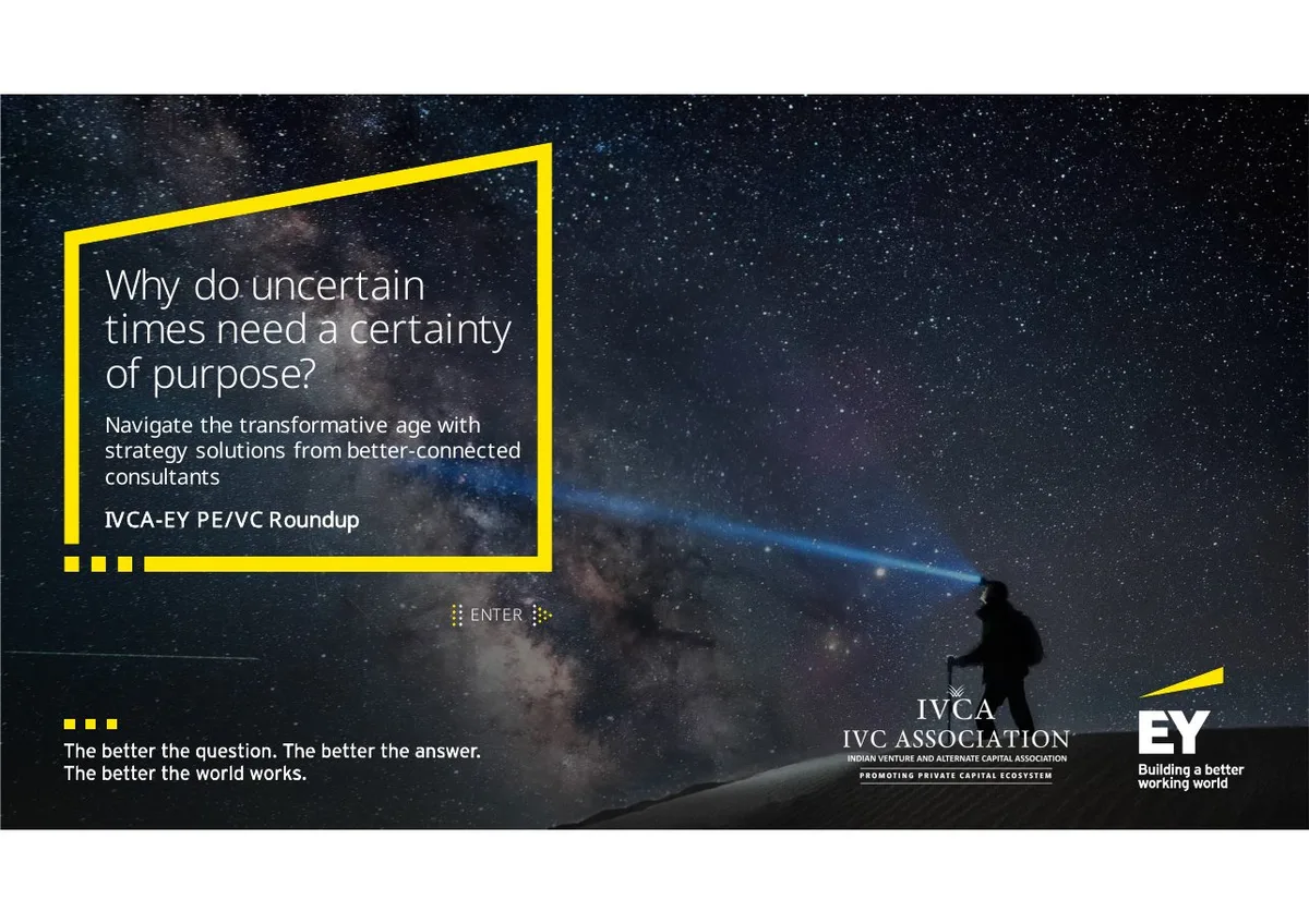 The slide features a high-quality background image of a person looking at the stars with a headlamp, symbolizing vision and guidance.