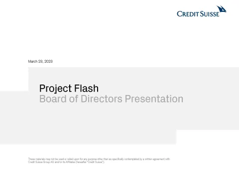 Credit Suisse | Investment Banking Pitch Book | 21 slides