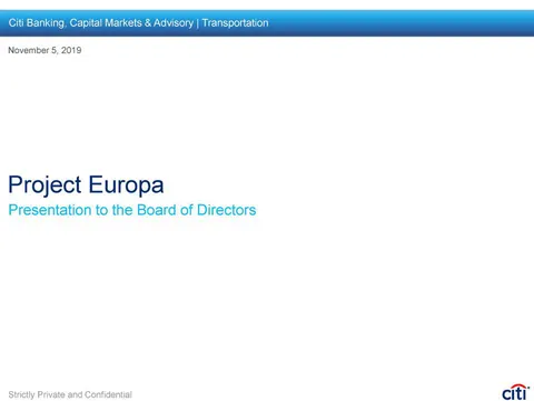 Citi | Investment Banking Pitch Book | 17 slides