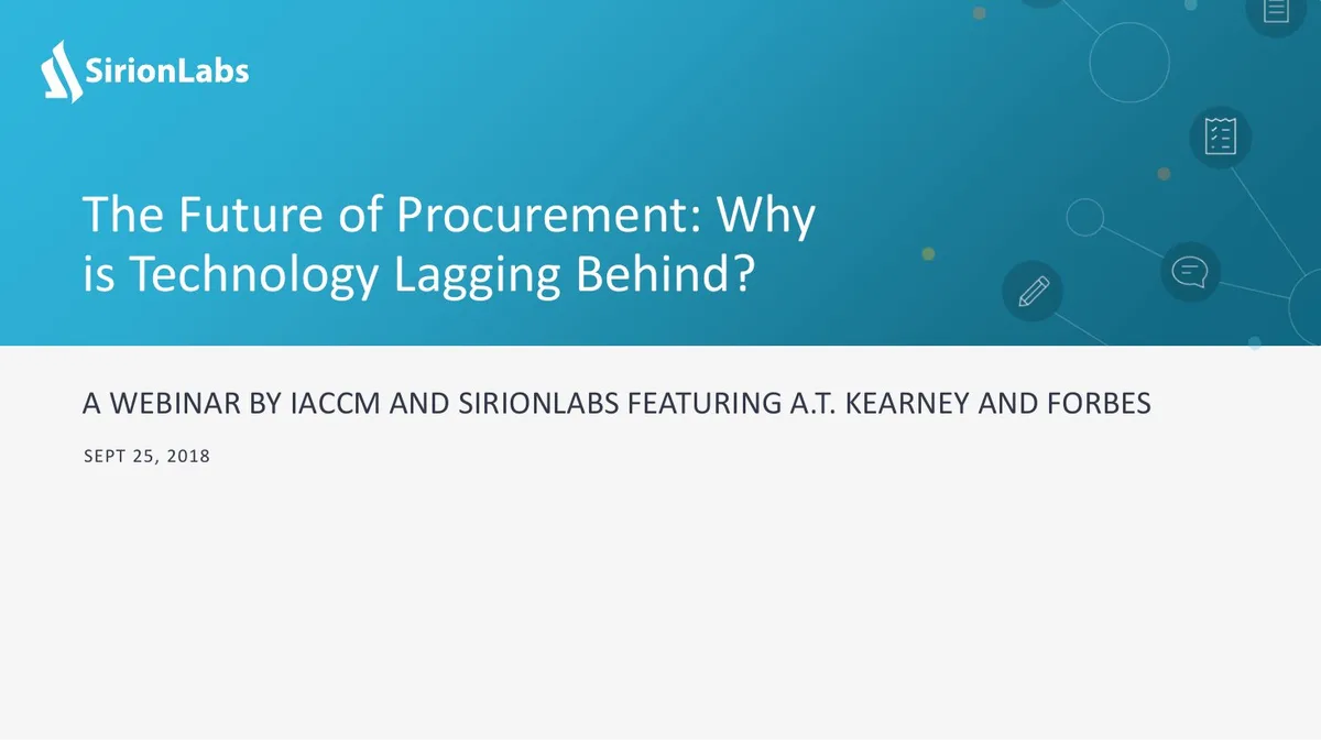 The Future of Procurement: Why is Technology Lagging Behind? · slide 1