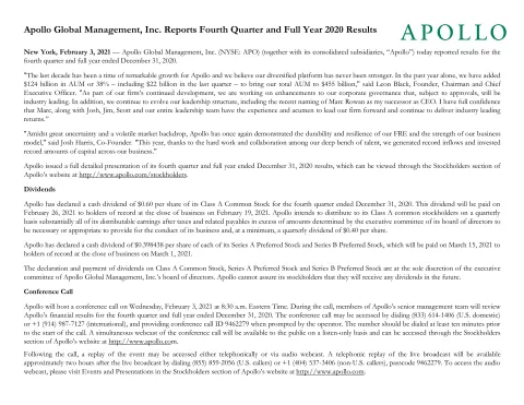 Apollo Global Management | Results Presentation Deck | 37 slides